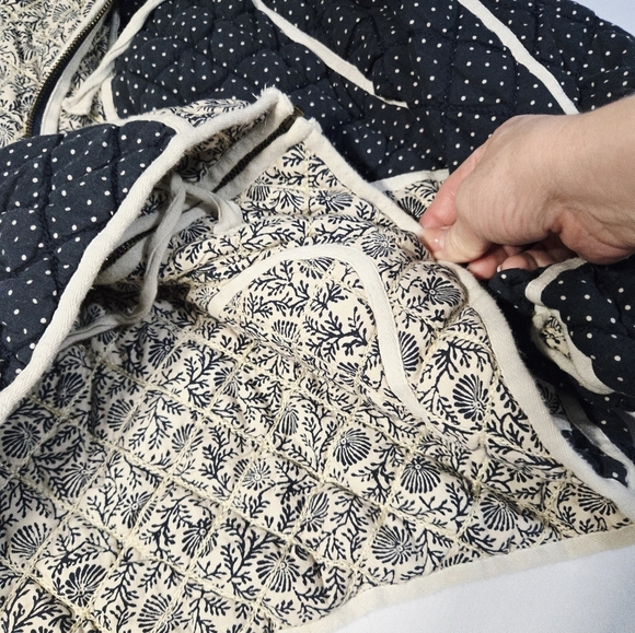 THE GREAT QUILTED NAVY & CREAM SHERPA COLLAR REVERSIBLE JACKET SZ XL - Picture 8 of 9